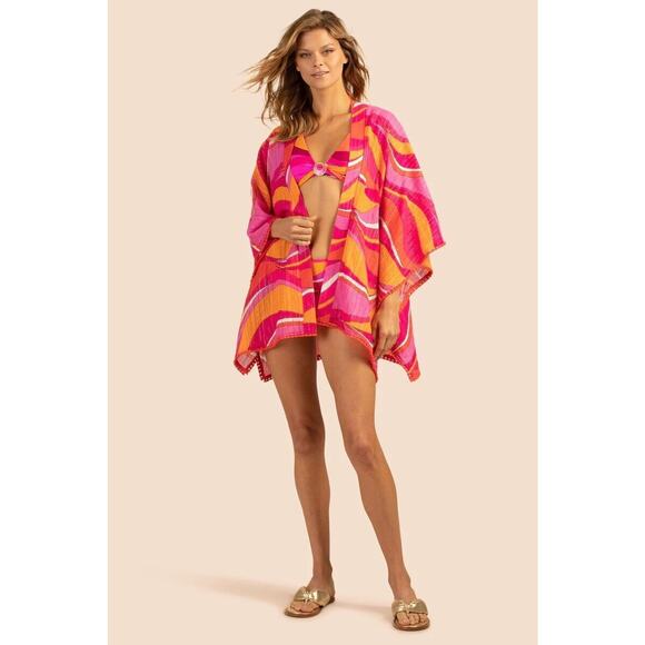 NEW Trina Turk Womens Vivid Vista Fringe Kimono Swimsuit Coverup One Size $152 - Picture 3 of 7